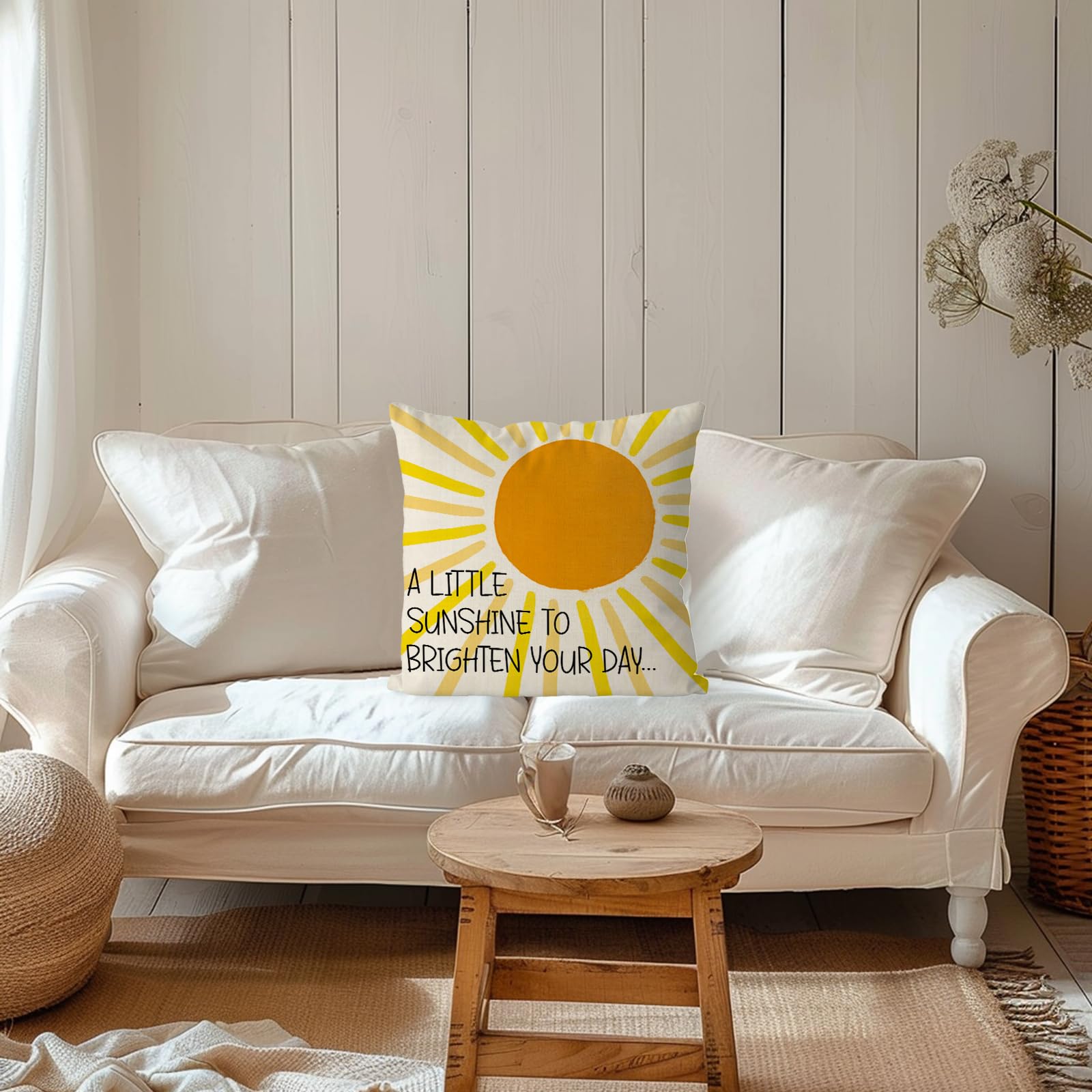QIONG MENG Grandmother Gifts Pillow Covers 18x18 Inch A Little Sunshine to Brighten Your Day Gift Throw Pillow Case Summer Cushion Case for Home Sofa Living Room Farmhouse Decorations