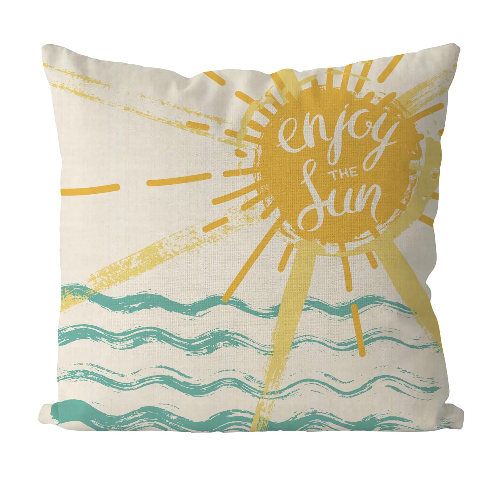 QIONG MENG Summer Pillow Covers 18x18 Inch Enjoy The Sun Throw Pillow Case Summer Cushion Case for Home Sofa Living Room Farmhouse Decorations