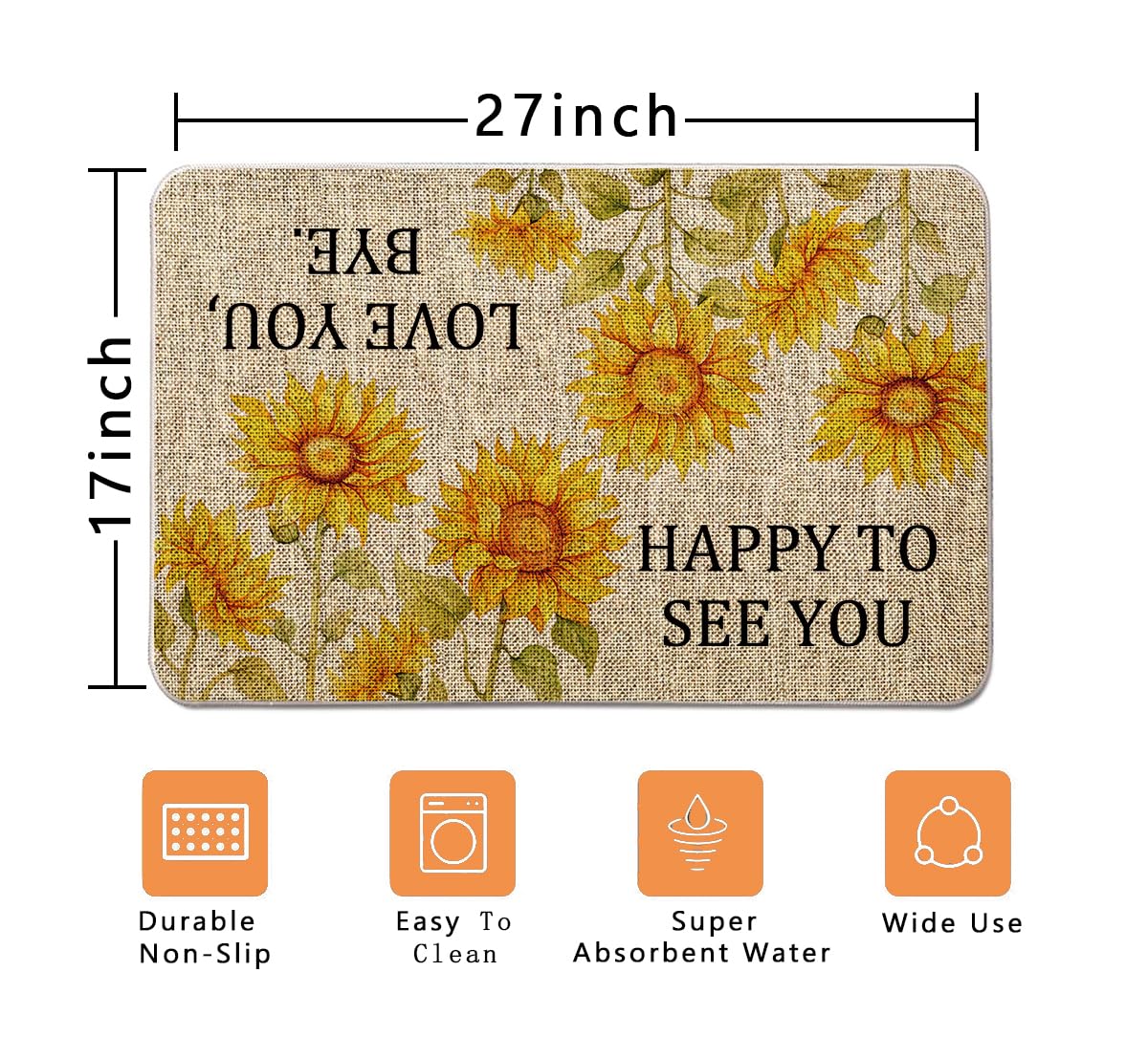 QIONG MENG Summer Door Mat Welcome Mat Outdoor Summer Entrance Rug Farmhouse Home Kitchen Floor Front Doormats 17 x 27 Inch