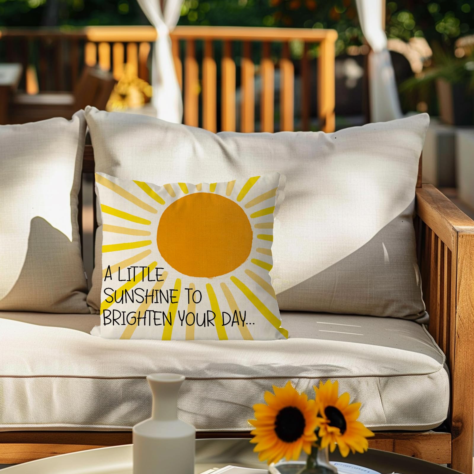 QIONG MENG Grandmother Gifts Pillow Covers 18x18 Inch A Little Sunshine to Brighten Your Day Gift Throw Pillow Case Summer Cushion Case for Home Sofa Living Room Farmhouse Decorations