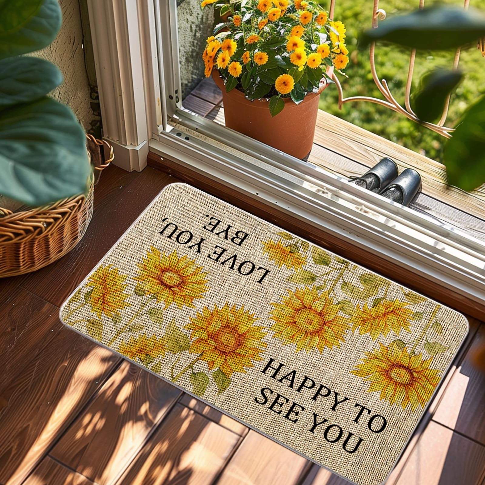 QIONG MENG Summer Door Mat Welcome Mat Outdoor Summer Entrance Rug Farmhouse Home Kitchen Floor Front Doormats 17 x 27 Inch