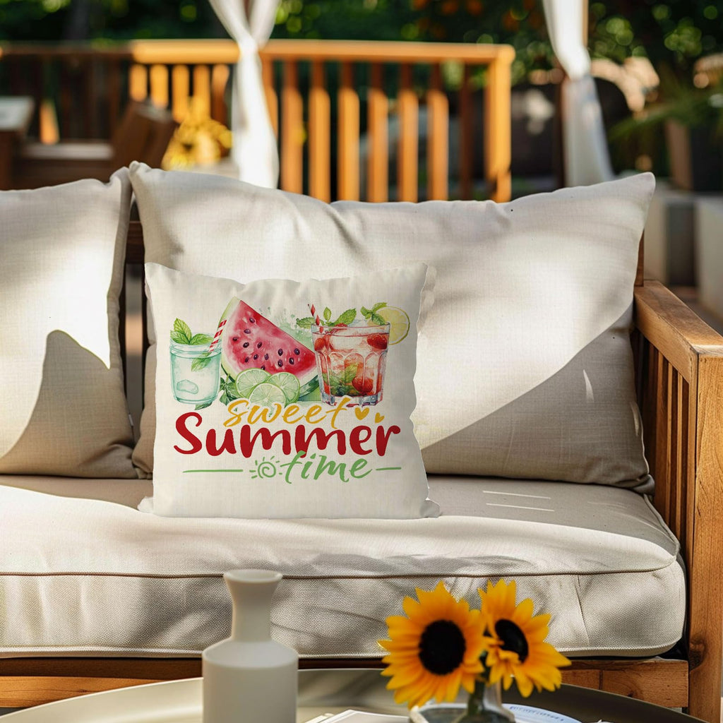 QIONG MENG Summer Pillow Covers 18x18 Inch Watermelon Throw Pillow Case Sweet Summer Time Cushion Case for Home Sofa Living Room Farmhouse Decorations