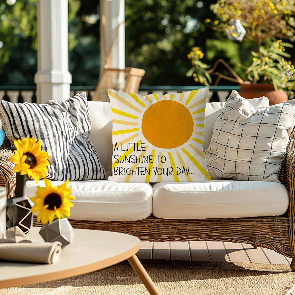 QIONG MENG Grandmother Gifts Pillow Covers 18x18 Inch A Little Sunshine to Brighten Your Day Gift Throw Pillow Case Summer Cushion Case for Home Sofa Living Room Farmhouse Decorations