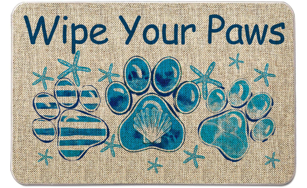 QIONG MENG Wipe Your Paws Doormat Outdoor Coastal Decor Beach Welcome Mat Blue Entrance Rugs Farmhouse Home Kitchen Floor Front Door Mat 17 x 27 Inch