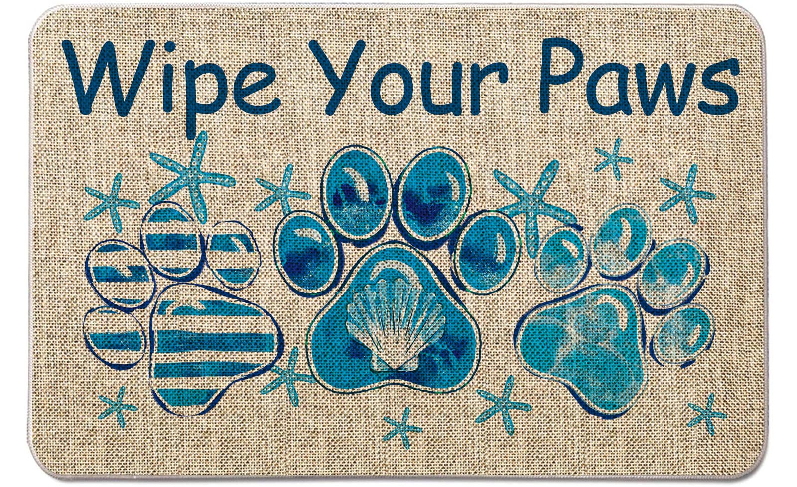 QIONG MENG Wipe Your Paws Doormat Outdoor Coastal Decor Beach Welcome Mat Blue Entrance Rugs Farmhouse Home Kitchen Floor Front Door Mat 17 x 27 Inch