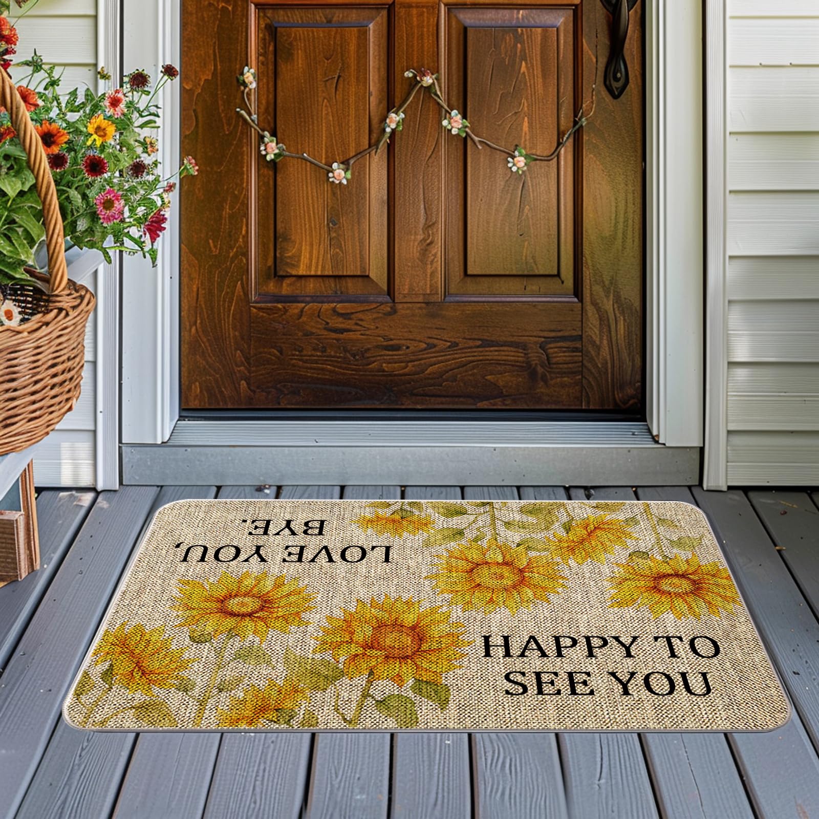 QIONG MENG Summer Door Mat Welcome Mat Outdoor Summer Entrance Rug Farmhouse Home Kitchen Floor Front Doormats 17 x 27 Inch